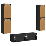 TV Cabinet Set 6 pcs Black Engineered Wood 3409124