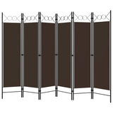 6-Panel Room Divider Brown 240x180 cm 320712