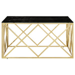 ZNTS Coffee Table Gold Stainless Steel and Tempered Glass 349980