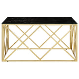 ZNTS Coffee Table Gold Stainless Steel and Tempered Glass 349980