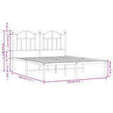 Metal Bed Frame without Mattress with Headboard White 135x190cm 353487