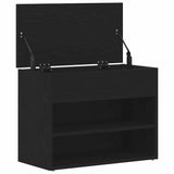 Shoe Bench with Shelf Black Oak 60 x 30 x 45 cm Engineered Wood 862702