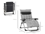 2pc Reclining Zero Gravity Sun Loungers ,Folding Chaise Lounge Chair with Cushions, Light Grey T3398P318683