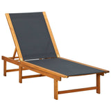 Sun Lounger Light brown Acacia wood Large Multi-Position Backrest 41746