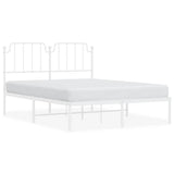 Metal Bed Frame without Mattress with Headboard White 150x200cm 373938