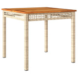 Garden Table Beige 80x80x75 cm Poly Rattan Acacia Wood 366275