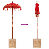 Parasol with Base Red 95 x 95 x 260 cm Cotton and Wood 3356912