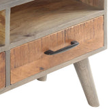 TV Cabinet Grey 130x35x51 cm Solid Rough Mango Wood 321805