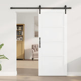 Sliding Door White and Black 86 x 198.5 cm Solid Pine Wood 3333175