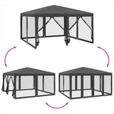 Party Tent with 8 Mesh Sidewalls Anthracite 4x4 m HDPE 4010064