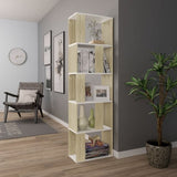 ZNTS Book Cabinet/Room Divider White and Sonoma Oak 45x24x159 cm Engineered Wood 800113