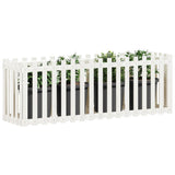 Garden Raised Bed with Fence Design White 200x50x70 cm Solid Wood Pine 832513