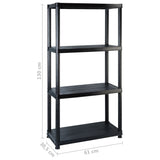 Storage Shelf 4-Tier Black 244x30.5x130 cm Plastic 3059859