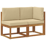 Outdoor Middle and Corner Sofa 2 Piece Natural and Beige 900472