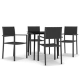 Garden Dining Set Black Powder-Coated Steel 5 Piece Light Weight 3099276