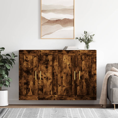 Wall Mounted Cabinets 2 pcs Smoked Oak Engineered Wood 3198006