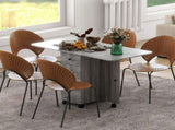 Multi-Storage Six-Person Drop Leaf Dining Table - Mixed Grey T3398P342368