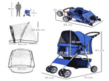 Dog Stroller with Rain Cover for Small Miniature Dogs, Folding Pet Pram with Cup Holder, Storage T3398P376426