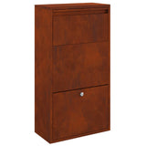 Parcel Drop Box Rusty 44 x 22 x 82 cm Weathering Steel 874925