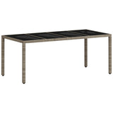 Garden Table with Glass Top Light Grey 190x90x75 cm Poly Rattan 368128