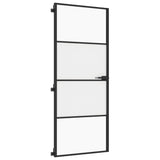 Interior Door Slim Black 83x201.5 cm Tempered Glass and Aluminium 155118