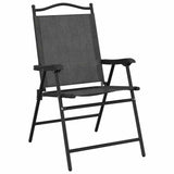 Folding Garden Chairs 2 pcs Melange Grey Steel and Textilene 360197