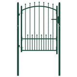 Fence Gate EMMEN with Spikes Steel 104x109.5 cm Green 146394