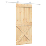 Sliding Door Natural and White 90 x 210 cm Solid Pine Wood 3445041