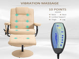 Swivel Recliner Chair and Footstool, Faux Leather Massage Recliner Armchair with Remote Control and T3398P328086