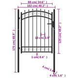 ZNTS Fence Gate with Spikes Steel 100x125 cm Black 146379