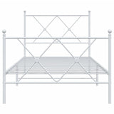Metal Bed Frame without Mattress with Footboard White 90x200cm 376562