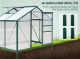 6 x 4ft Polycarbonate Greenhouse, Large Walk-In Green House with Slide Door and Window, Garden T3398P313607