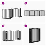 Dog Gate with Door Foldable 4 Panels Black 320 cm Poplar Wood 352227