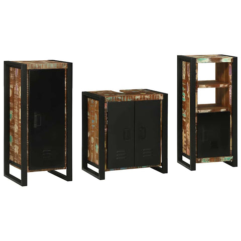 Bathroom Furniture Set 3 pcs Multicolour Solid Reclaimed Wood 3305631