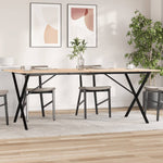 ZNTS Dining Table X-Frame 200x100x75 cm Solid Wood Pine and Steel 3282701