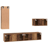 TV Cabinet Set with Drawer 4 pcs Old Wood Engineered Wood 3393261