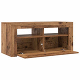 TV Cabinet with LED Lights Old Wood 90x35x40 cm Engineered Wood 856321