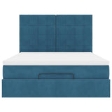 ZNTS Ottoman Bed with Mattresses Dark Blue 140x190cm Velvet 3313473