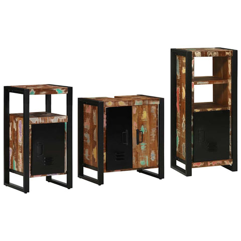 Bathroom Furniture Set 3 pcs Multicolour Solid Reclaimed Wood 3305623