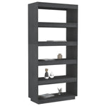 Book Cabinet/Room Divider Grey 80x35x167 cm Solid Pinewood 810896