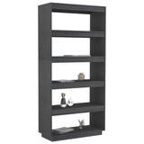 Book Cabinet/Room Divider Grey 80x35x167 cm Solid Pinewood 810896