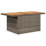 5 Piece Garden Sofa Set with Cushions Grey Poly Rattan Acacia 3327708
