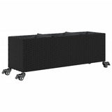 Garden Planters with Wheels 2 pcs Black 107x32x38 cm Poly Rattan 3210525