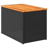 Garden Side Tables 2pcs Black 55x34x37cm Poly Rattan Solid Wood 365980