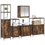 Bathroom Furniture Set with Shelf 5 pcs Smoked Oak and Black 3328386