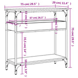 Console Table with Shelf Black 75x29x75cm Engineered Wood 837712