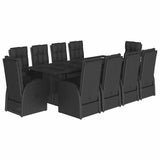 11 Piece Garden Dining Set with Cushions Black Poly Rattan 3277660