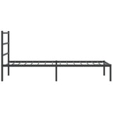 Metal Bed Frame without Mattress with Headboard Black 107x203cm 355361