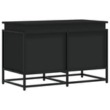 Storage Box with Lid Black 80x40x51.5 cm Engineered Wood 848799