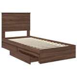 Storage Bed with Drawer Brown Oak 90 x 200 cm Engineered Wood 3411249